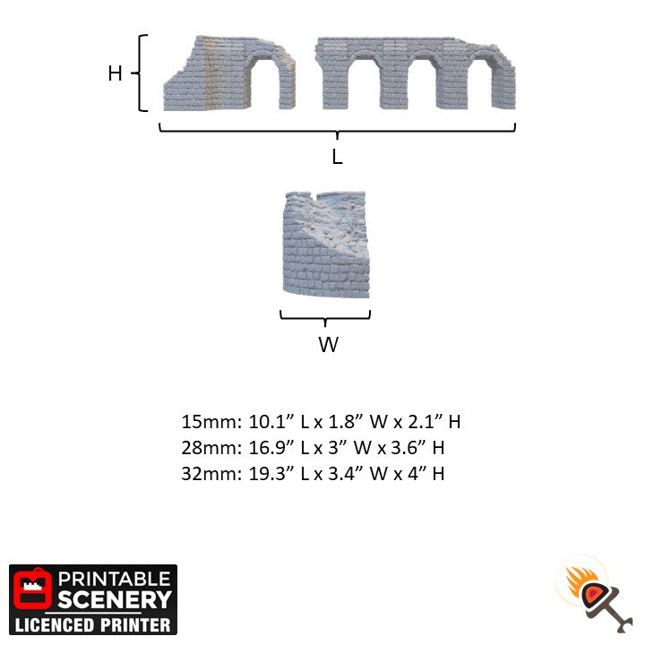 Ancient Aqueduct Ruins 15mm 28mm 32mm for D&D Terrain, DnD Sci-Fi Warhammer 40k New Eden Ancient Civilization Miniature Aqueduct Ruins