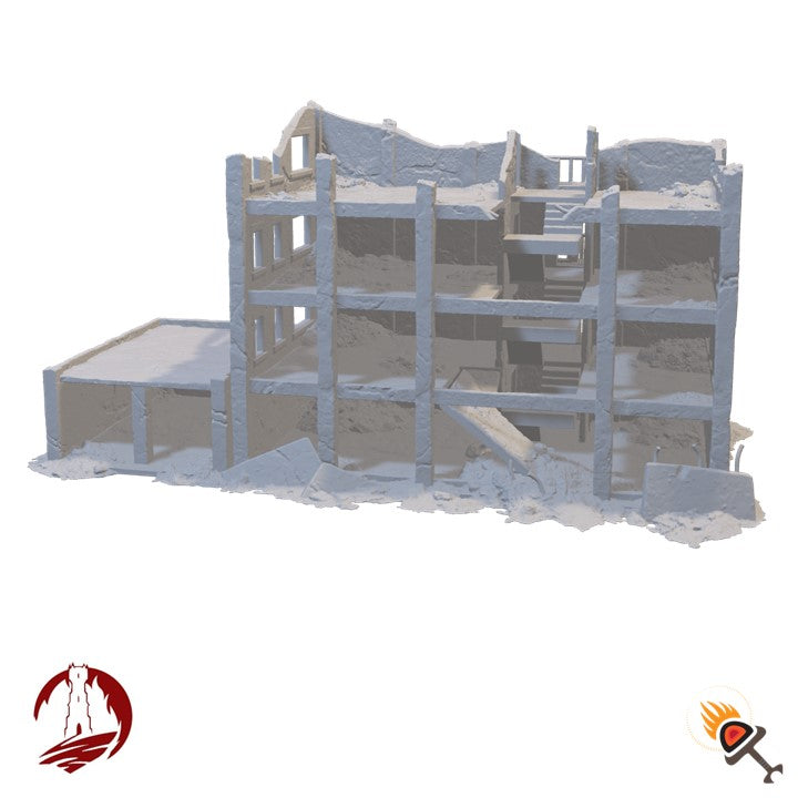 Post Apocalyptic City Ruins 15mm 20mm 28mm 32mm, Necromunda Ash Wastes Wargame Terrain, Urban Wargaming Scenery, Dark Realms Ashfall