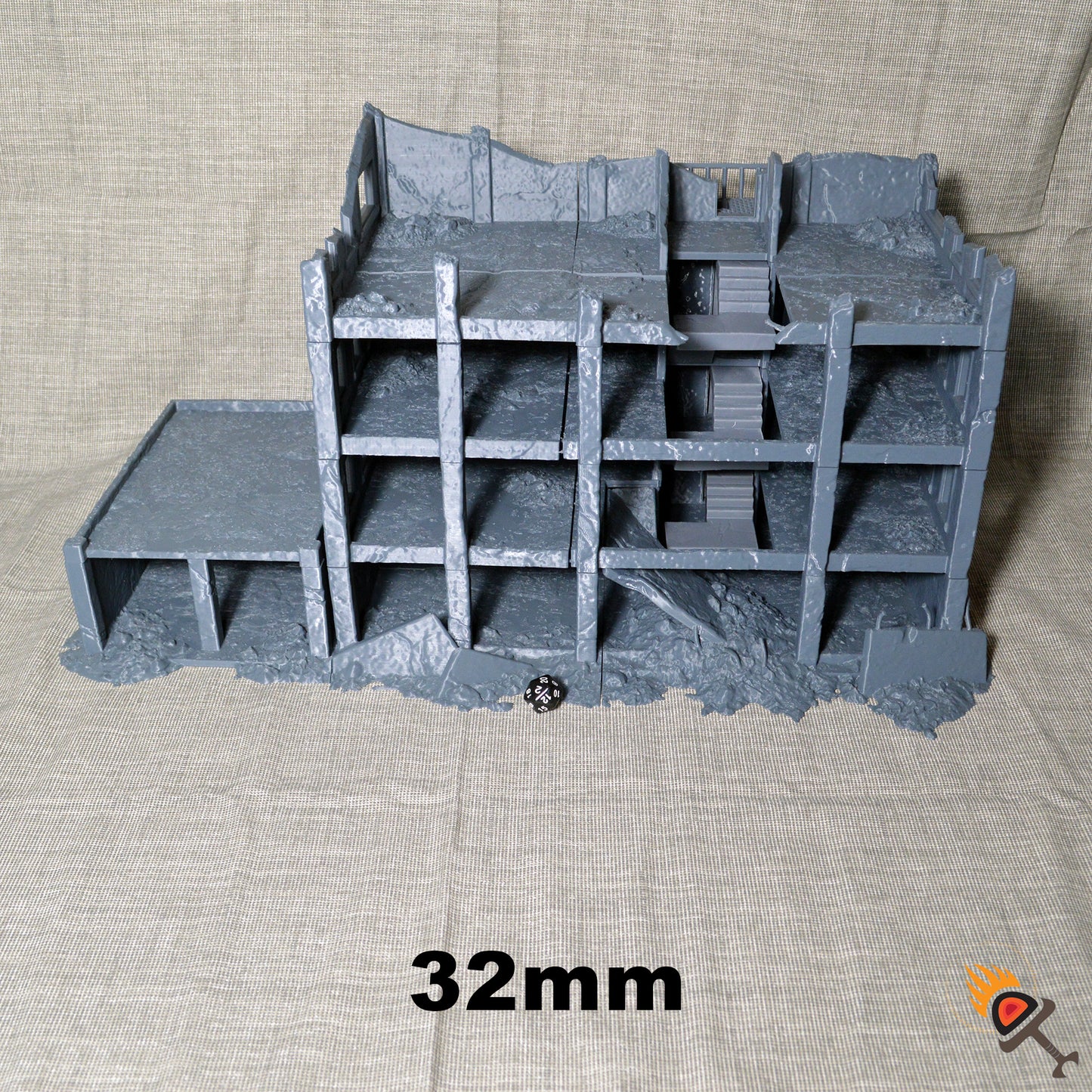 Post Apocalyptic City Ruins 15mm 20mm 28mm 32mm, Necromunda Ash Wastes Wargame Terrain, Urban Wargaming Scenery, Dark Realms Ashfall