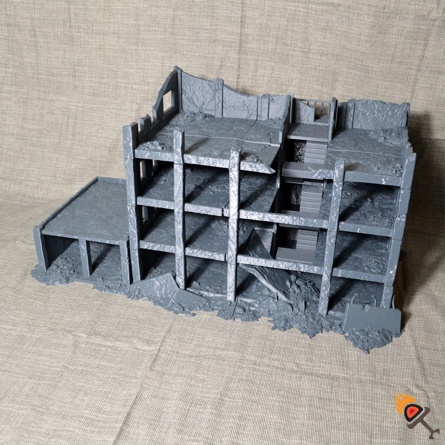 Post Apocalyptic City Ruins 15mm 20mm 28mm 32mm, Necromunda Ash Wastes Wargame Terrain, Urban Wargaming Scenery, Dark Realms Ashfall