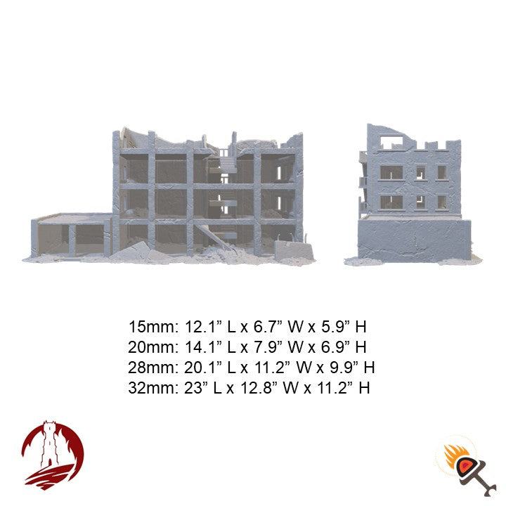 Post Apocalyptic City Ruins 15mm 20mm 28mm 32mm, Necromunda Ash Wastes Wargame Terrain, Urban Wargaming Scenery, Dark Realms Ashfall