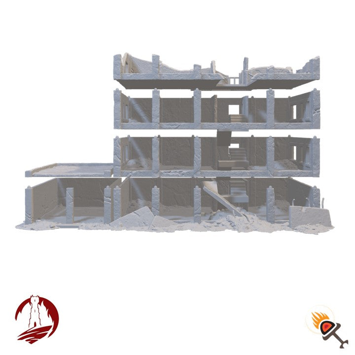Post Apocalyptic City Ruins 15mm 20mm 28mm 32mm, Necromunda Ash Wastes Wargame Terrain, Urban Wargaming Scenery, Dark Realms Ashfall