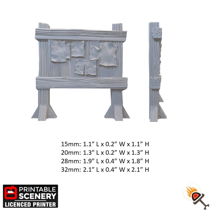 Miniature Billboard for D&D Terrain 15mm 20mm 28mm 32mm, Quest Board for DnD Pathfinder Town Square Message Board Noticeboard