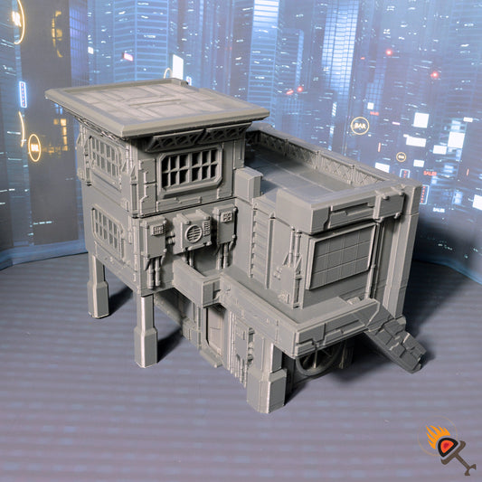 Cyberpunk Sci-Fi Medical Clinic Building with Helicopter Pad 20mm 28mm 32mm, Infinity Skirmish Wargame Hospital, Dark Realms