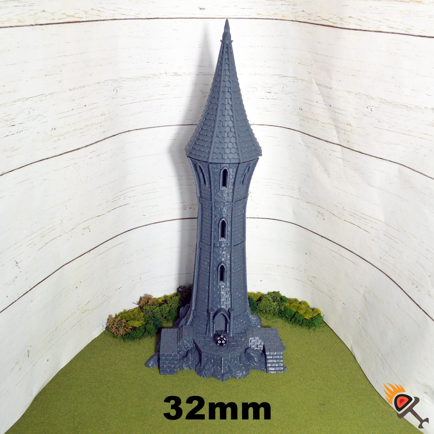 Elven Tower for D&D Terrain 15mm 28mm 32mm, Fantasy High Elf Building for DnD Pathfinder, Dark Realms Silver Haven
