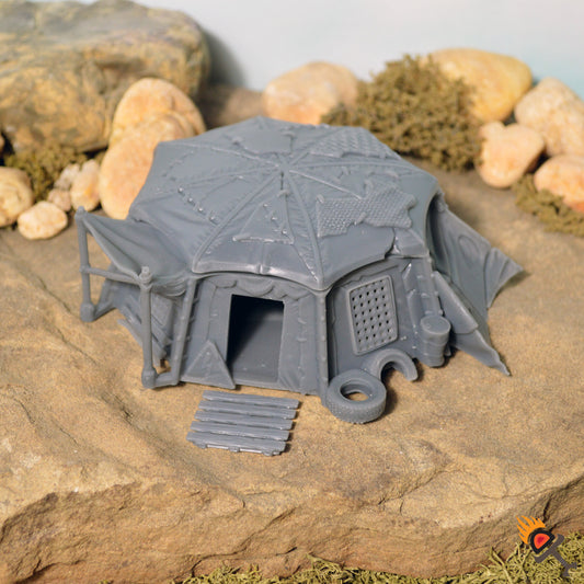 Miniature Fallout Tent for Wasteland Terrain 15mm 20mm 28mm 32mm, Urban Camp Tent for Post-Apocalyptic Gaslands, Necromunda Ash Wastes