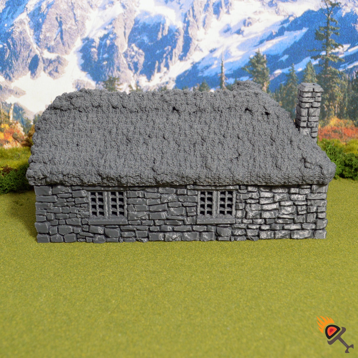 Highland Stone Barn 15mm 28mm 32mm for D&D Terrain, DnD Pathfinder Medieval Village, Miniature Stone Barn, Printable Scenery