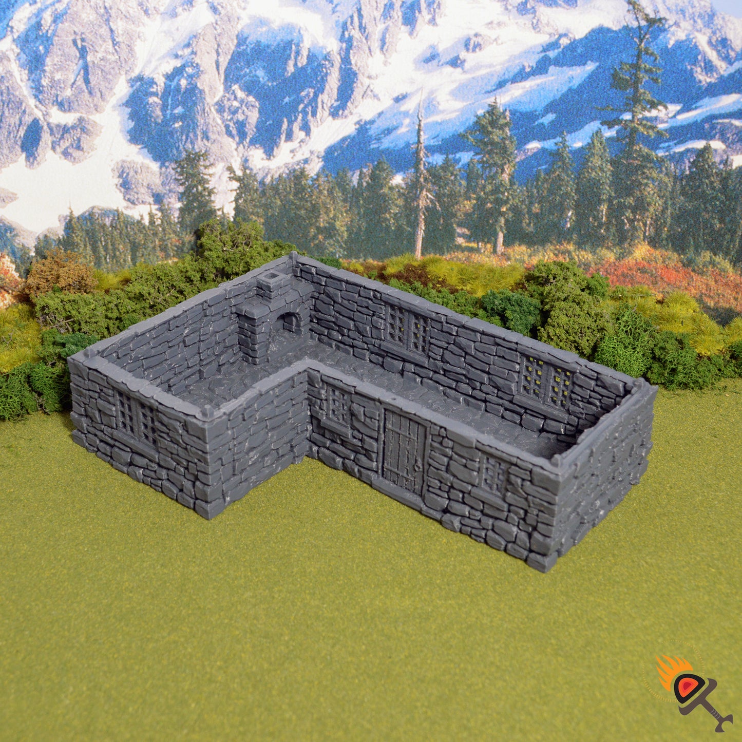 Highland Stone Barn 15mm 28mm 32mm for D&D Terrain, DnD Pathfinder Medieval Village, Miniature Stone Barn, Printable Scenery