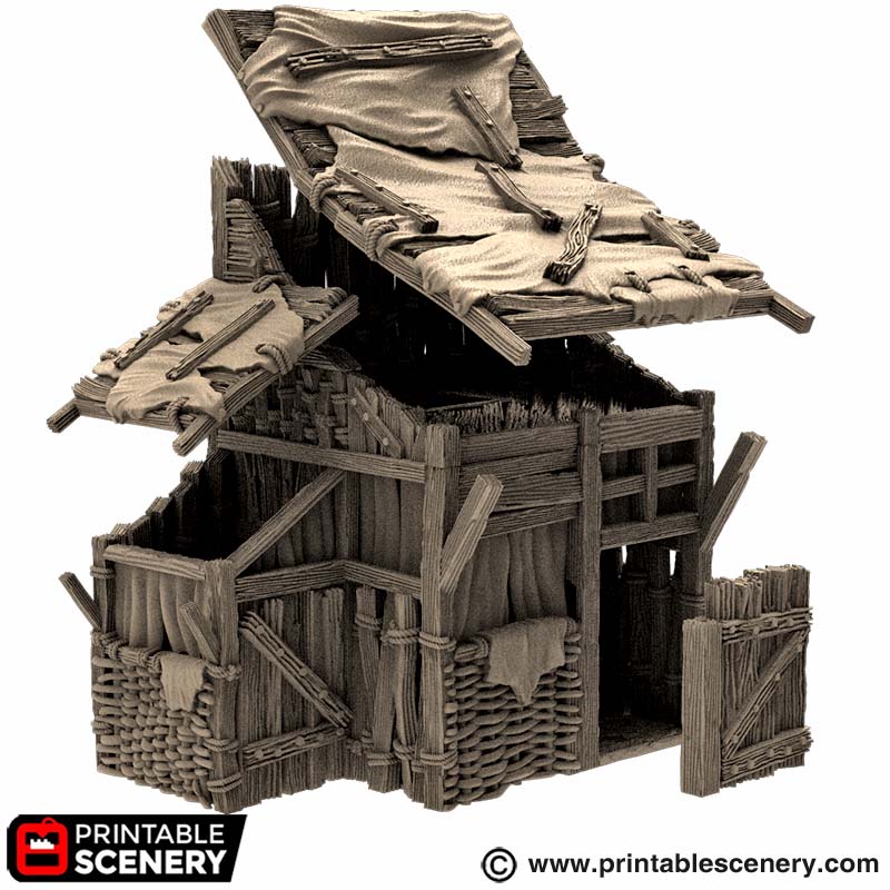 Miniature Medieval Shanty for DnD Terrain 15mm 28mm 32mm, Medium Shack for D&D Pathfinder Medieval Village, King and Country
