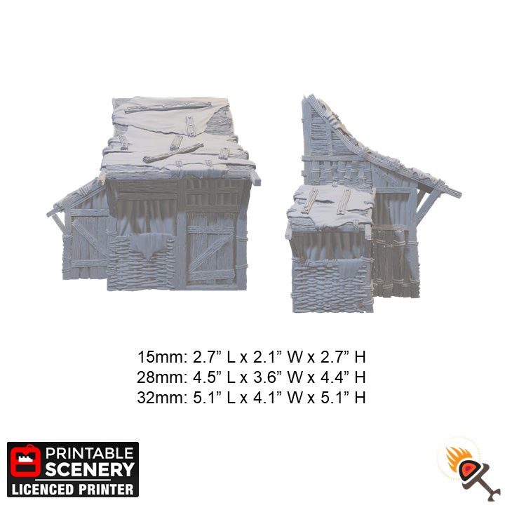Miniature Medieval Shanty for DnD Terrain 15mm 28mm 32mm, Medium Shack for D&D Pathfinder Medieval Village, King and Country