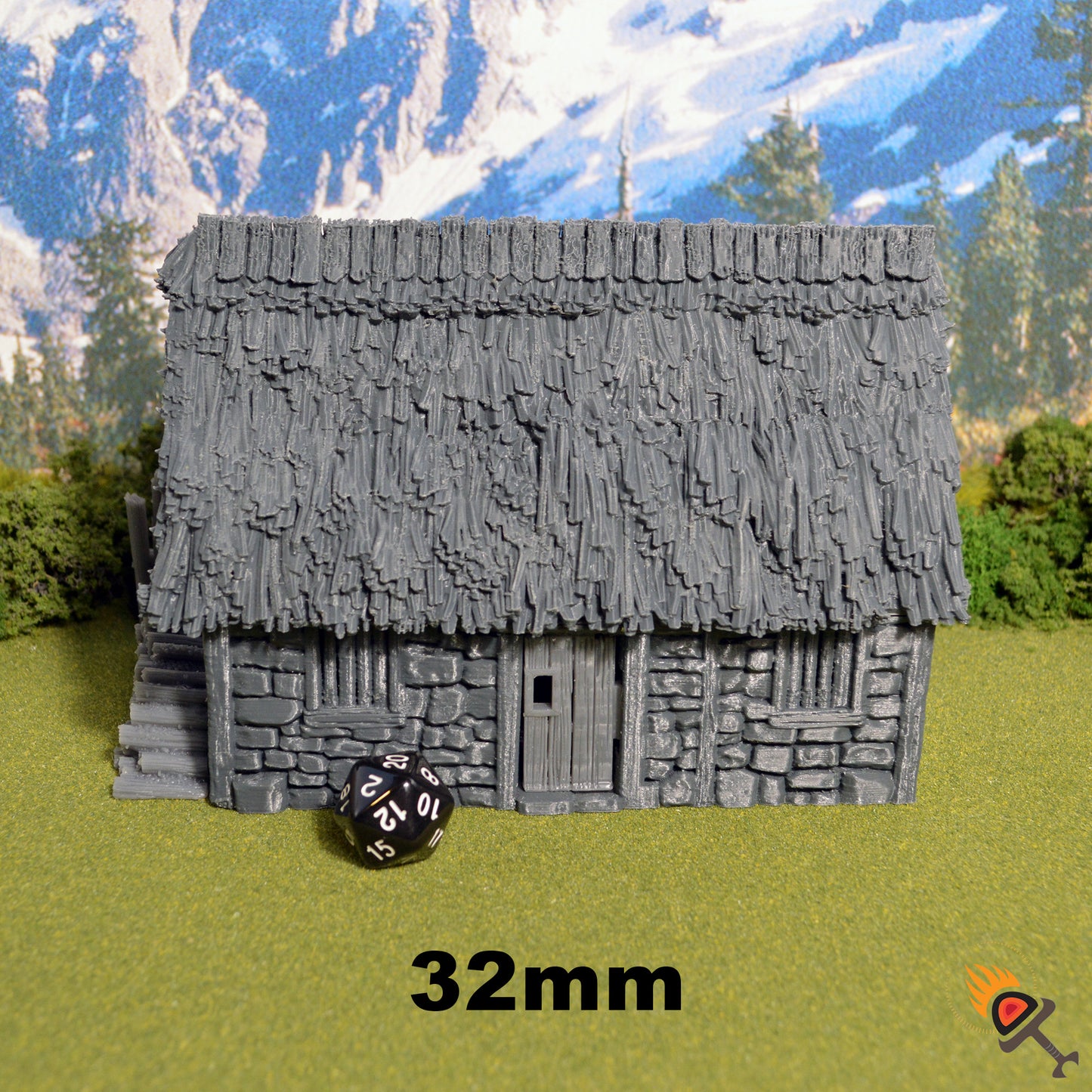 Norman Stone Barn 15mm 28mm 32mm for D&D Terrain, DnD Pathfinder Medieval Village, Miniature Stone Barn, Printable Scenery