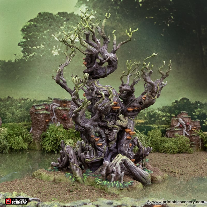 Miniature Plague Tree for DnD Swamp Terrain 15mm 28mm 32mm, Lizardfolk Terrain for D&D Pathfinder Warhammer Lustria, Gloaming Swamps