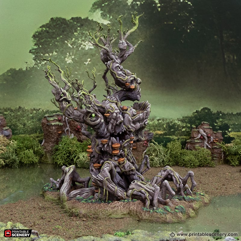 Miniature Plague Tree for DnD Swamp Terrain 15mm 28mm 32mm, Lizardfolk Terrain for D&D Pathfinder Warhammer Lustria, Gloaming Swamps
