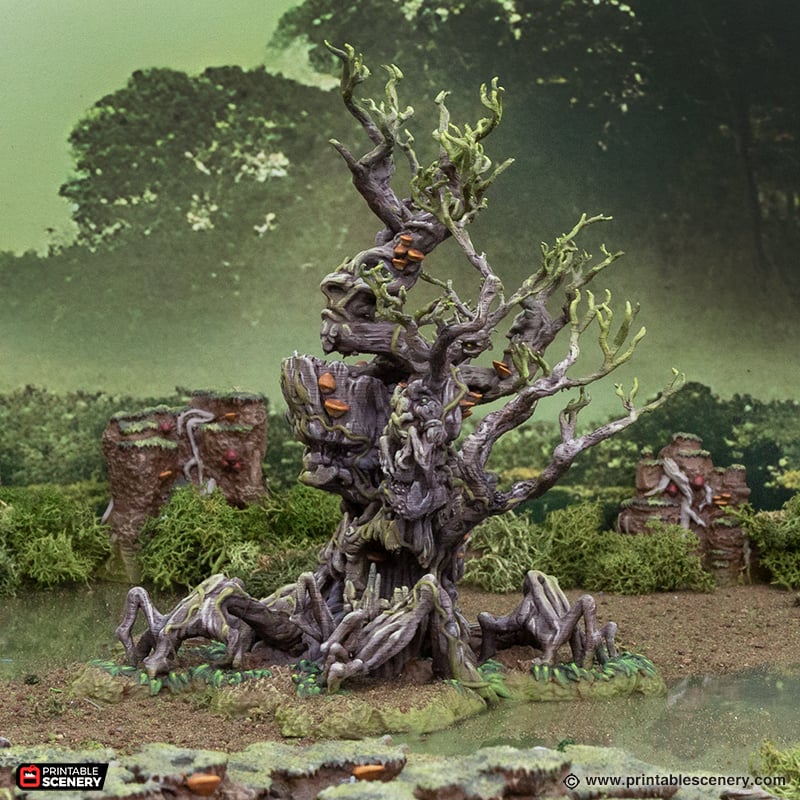 Miniature Plague Tree for DnD Swamp Terrain 15mm 28mm 32mm, Lizardfolk Terrain for D&D Pathfinder Warhammer Lustria, Gloaming Swamps