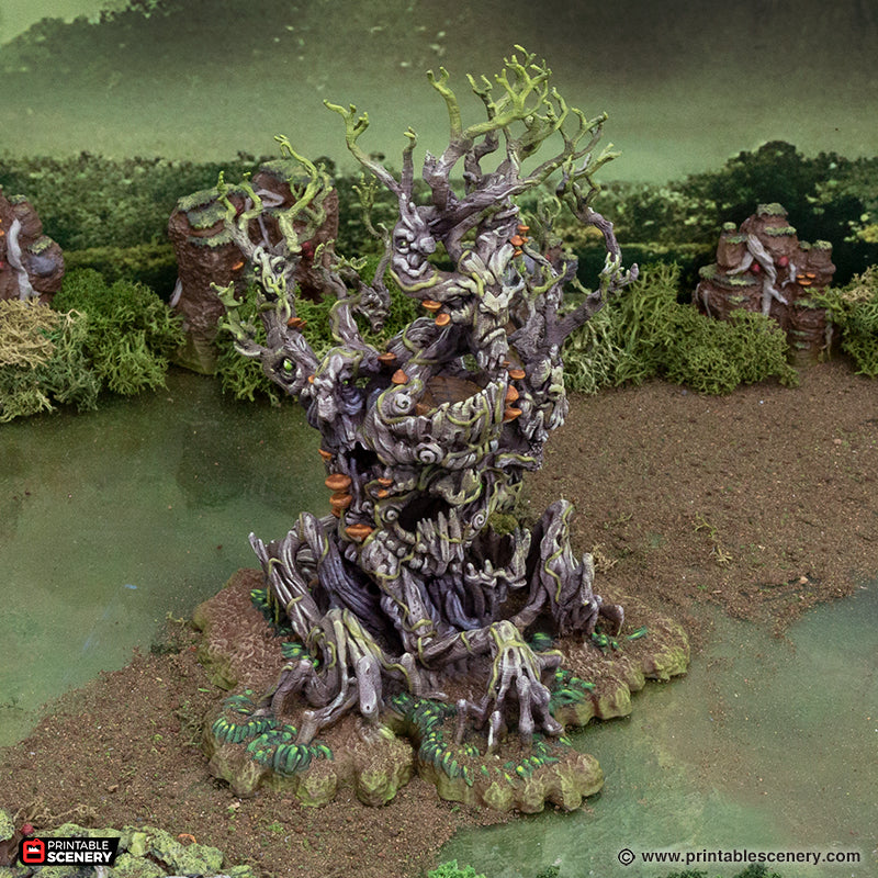 Miniature Plague Tree for DnD Swamp Terrain 15mm 28mm 32mm, Lizardfolk Terrain for D&D Pathfinder Warhammer Lustria, Gloaming Swamps
