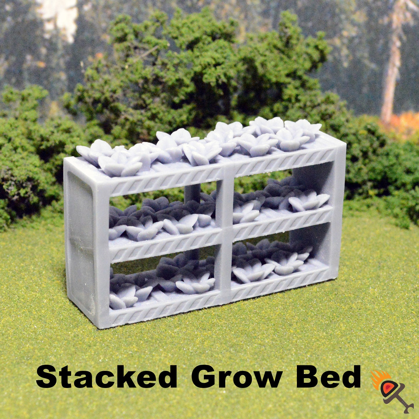 Miniature Plant Grow Beds and Pond 20mm 28mm 32mm for D&D Terrain, Lunar Base Greenhouse Garden for Sci-Fi Fantasy DnD Pathfinder