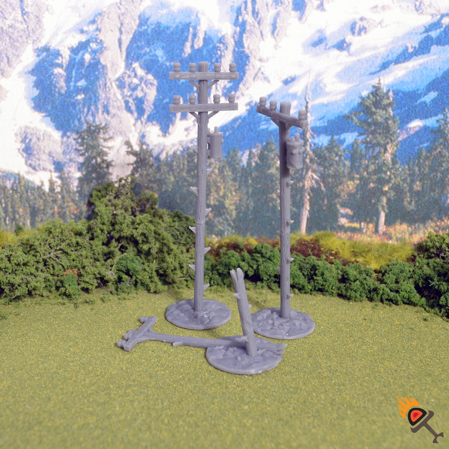 Miniature Power Poles for Post-Apocalyptic Terrain 15mm 20mm 28mm 32mm, Fallout Wasteland Warfare and Gaslands Scenery, This is Not a Test