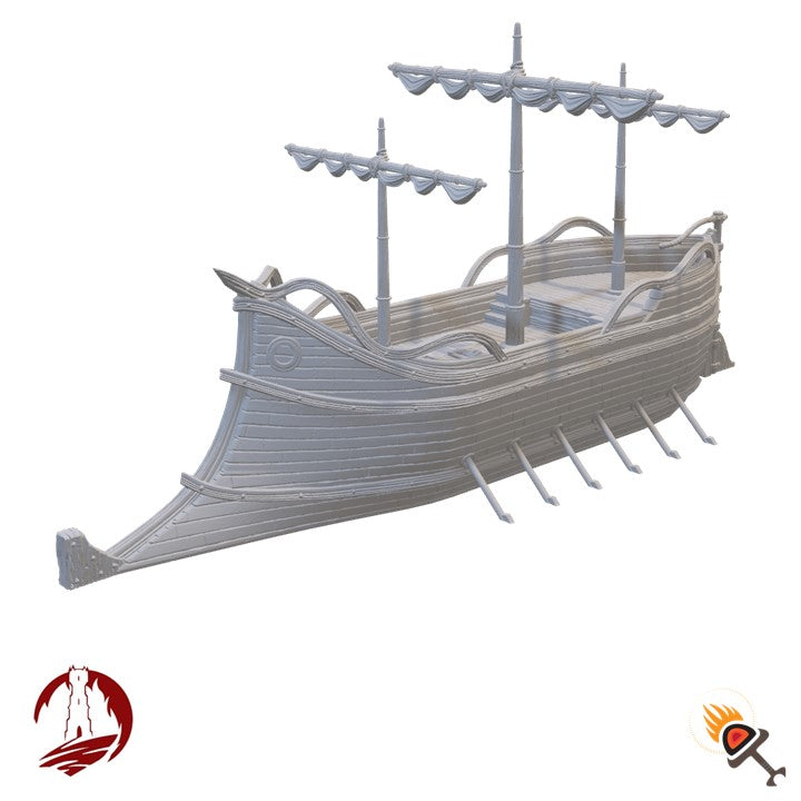 Elven Ship for DnD Terrain 15mm 28mm 32mm, Fantasy High Elf Boat for DnD Pathfinder, Dark Realms Silver Haven Elf Ship