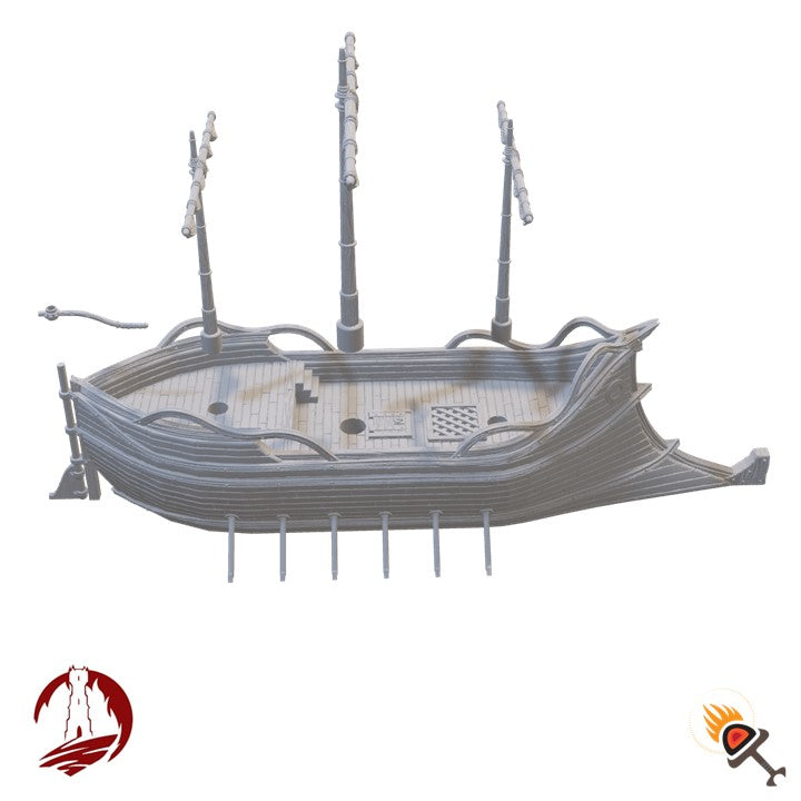 Elven Ship for DnD Terrain 15mm 28mm 32mm, Fantasy High Elf Boat for DnD Pathfinder, Dark Realms Silver Haven Elf Ship