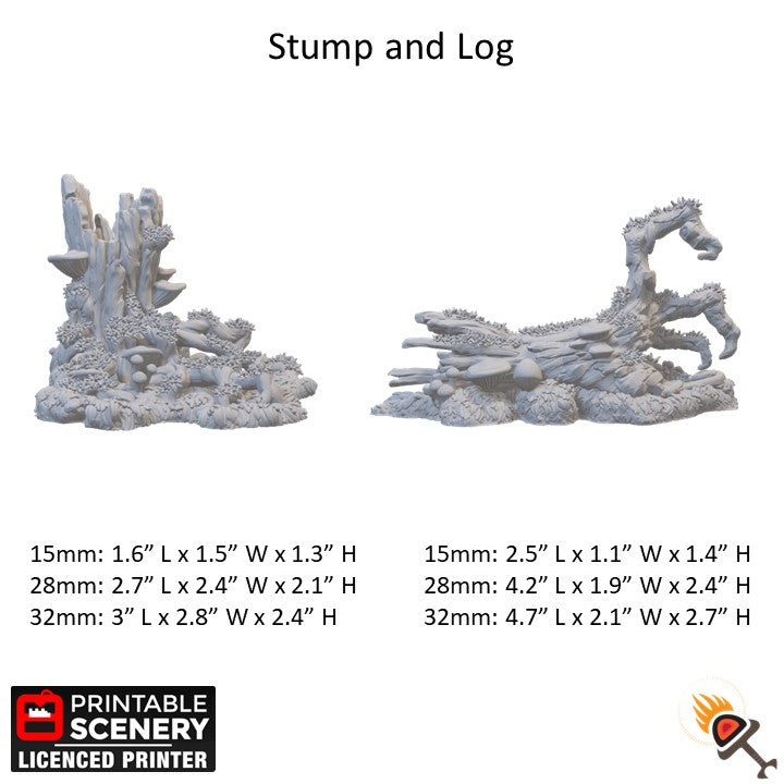 Miniature Swamp Scatter for DnD Terrain 15mm 28mm 32mm, Mushroom Trees and Spike Vines for D&D Pathfinder Warhammer Lustria, Gloaming Swamps