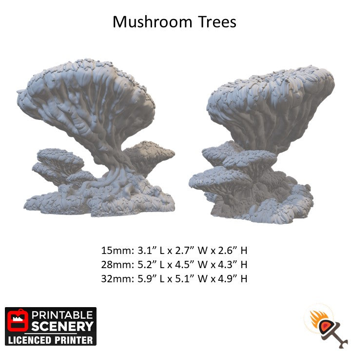 Miniature Swamp Scatter for DnD Terrain 15mm 28mm 32mm, Mushroom Trees and Spike Vines for D&D Pathfinder Warhammer Lustria, Gloaming Swamps
