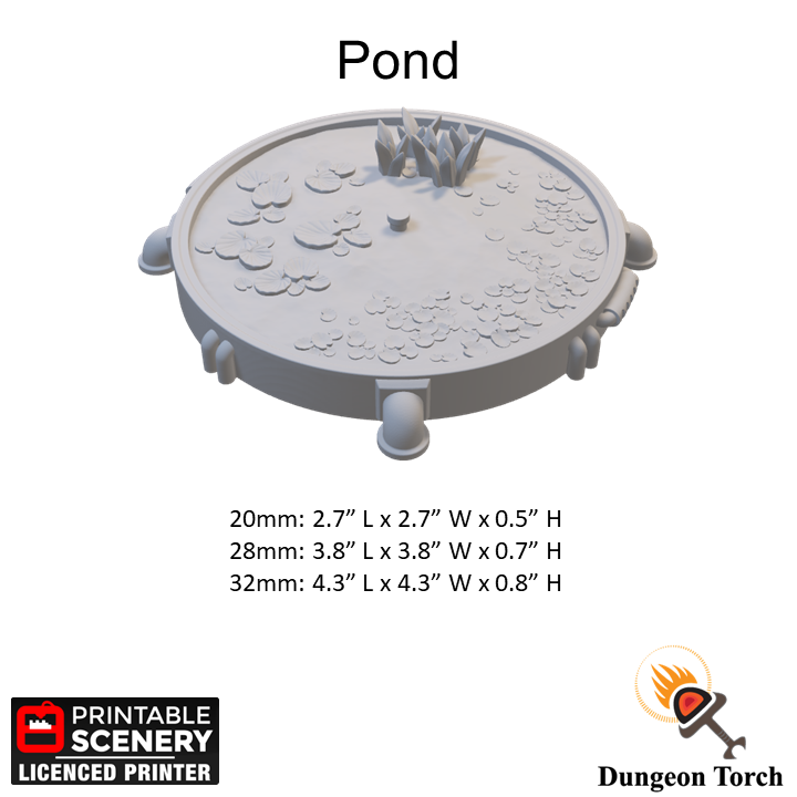 Miniature Plant Grow Beds and Pond 20mm 28mm 32mm for D&D Terrain, Lunar Base Greenhouse Garden for Sci-Fi Fantasy DnD Pathfinder