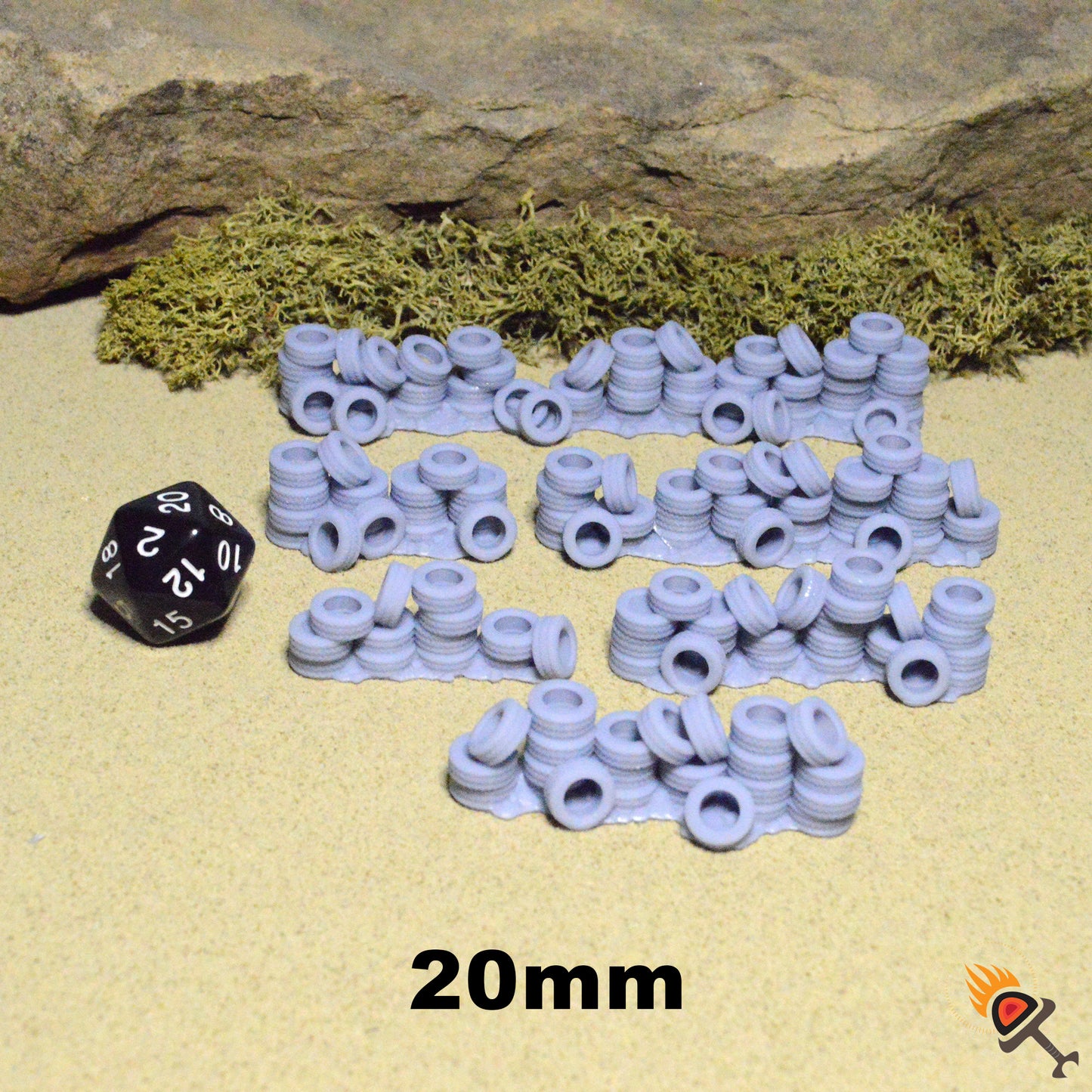 Tire Walls and Piles for Gaslands Terrain 20mm 28mm 32mm, Burning Tire Pile for Urban Fallout Post-Apocalyptic Barricades and Race Tracks