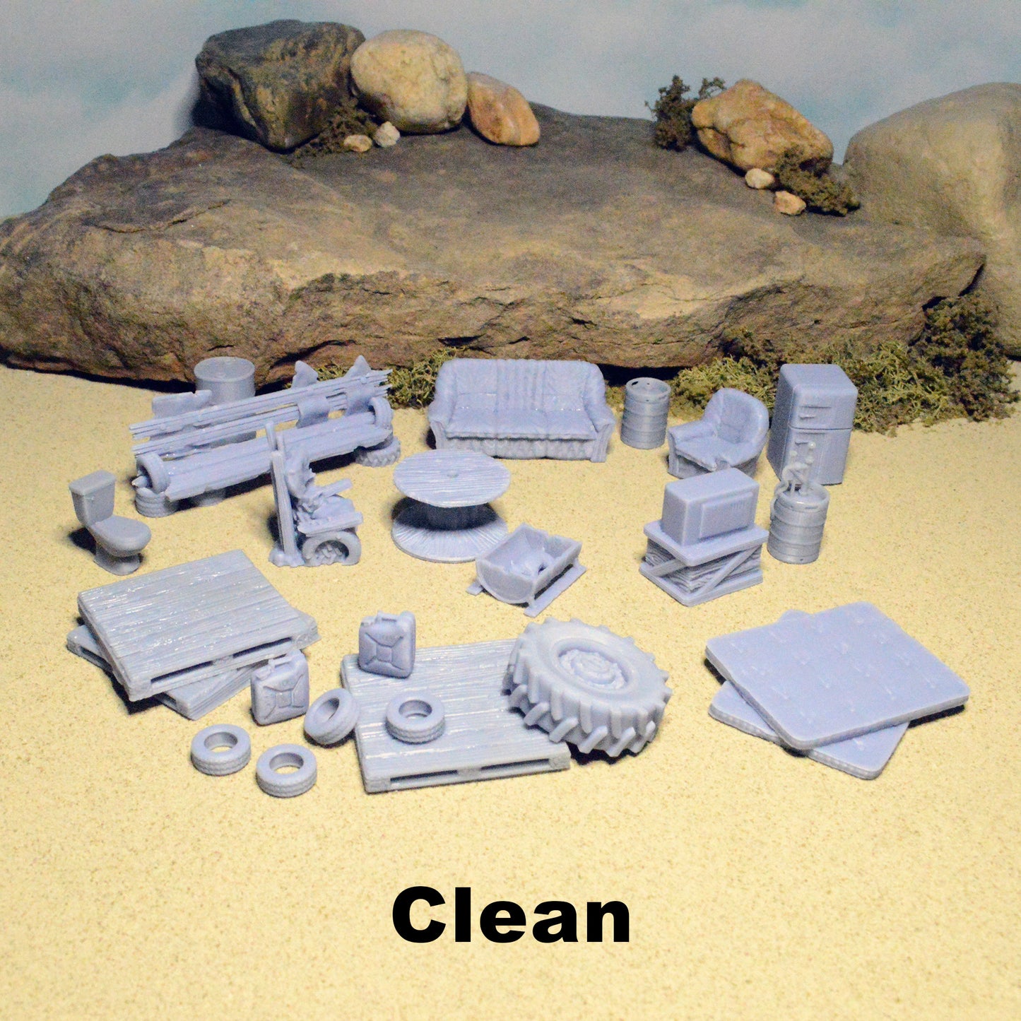Wasteland Furniture 20mm 28mm 32mm for Gaslands Terrain, Ruined Hideout Furniture for Fallout Urban Post-Apocalyptic, This is Not a Test
