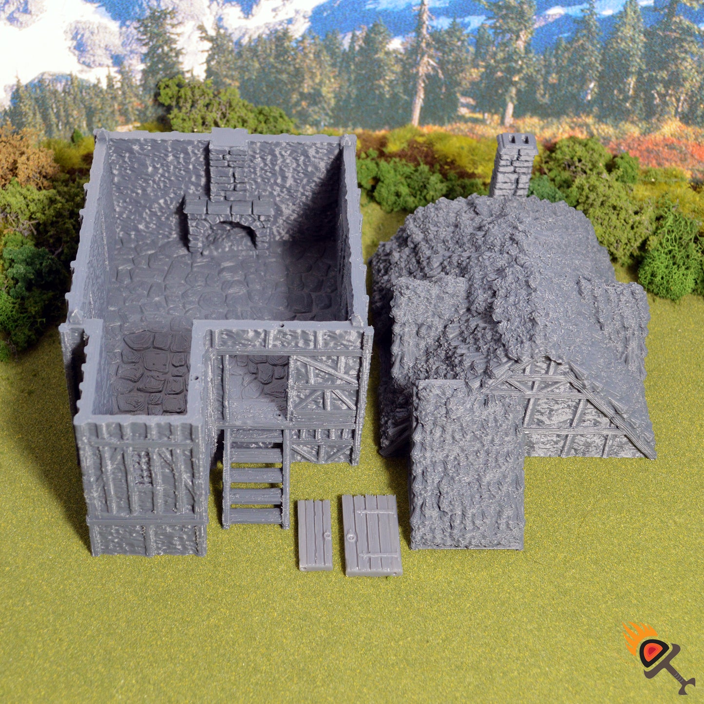 Wattle and Daub Barlyway Cottage 15mm 28mm 32mm for D&D Terrain, DnD Pathfinder Medieval Village, Printable Scenery King and Country