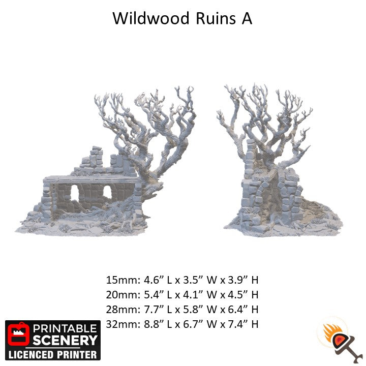 Miniature Wildwood Ruins for DnD Swamp Terrain 15mm 28mm 32mm, Stone Ruins for D&D Pathfinder Warhammer Lustria, Gloaming Swamps