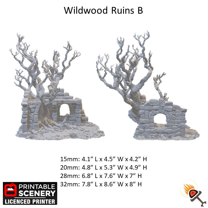 Miniature Wildwood Ruins for DnD Swamp Terrain 15mm 28mm 32mm, Stone Ruins for D&D Pathfinder Warhammer Lustria, Gloaming Swamps