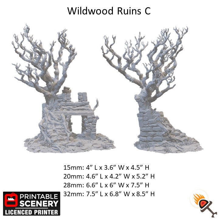 Miniature Wildwood Ruins for DnD Swamp Terrain 15mm 28mm 32mm, Stone Ruins for D&D Pathfinder Warhammer Lustria, Gloaming Swamps