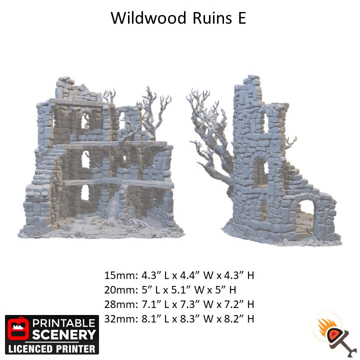 Miniature Wildwood Ruins for DnD Swamp Terrain 15mm 28mm 32mm, Stone Ruins for D&D Pathfinder Warhammer Lustria, Gloaming Swamps