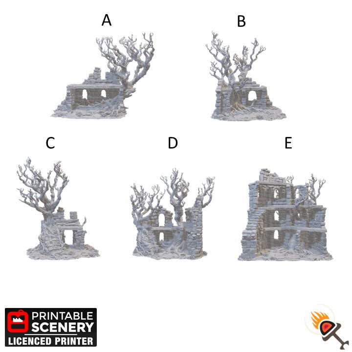 Miniature Wildwood Ruins for DnD Swamp Terrain 15mm 28mm 32mm, Stone Ruins for D&D Pathfinder Warhammer Lustria, Gloaming Swamps