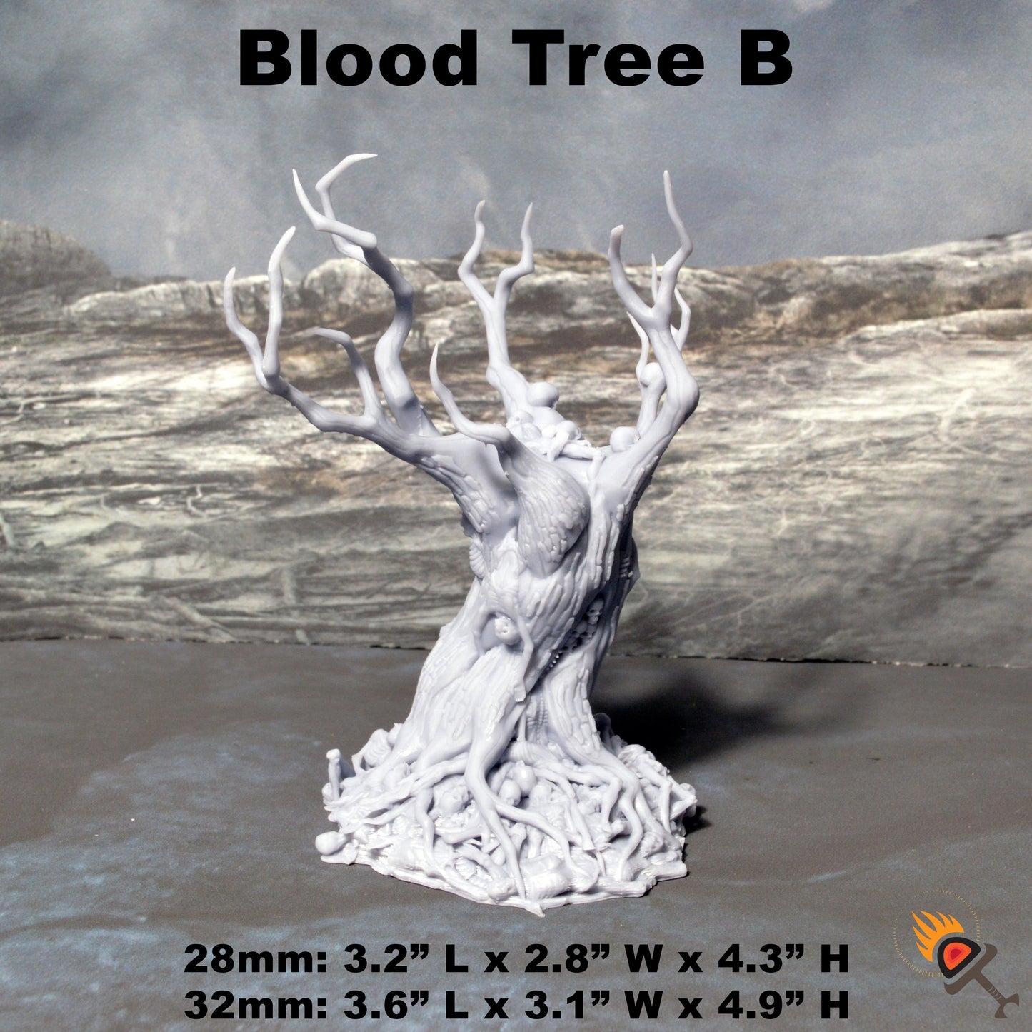 Miniature Blood Trees 28mm 32mm for D&D Terrain, DnD Ravenloft Shadowfell Shadowfey Pathfinder Demons Skeleton Corpses