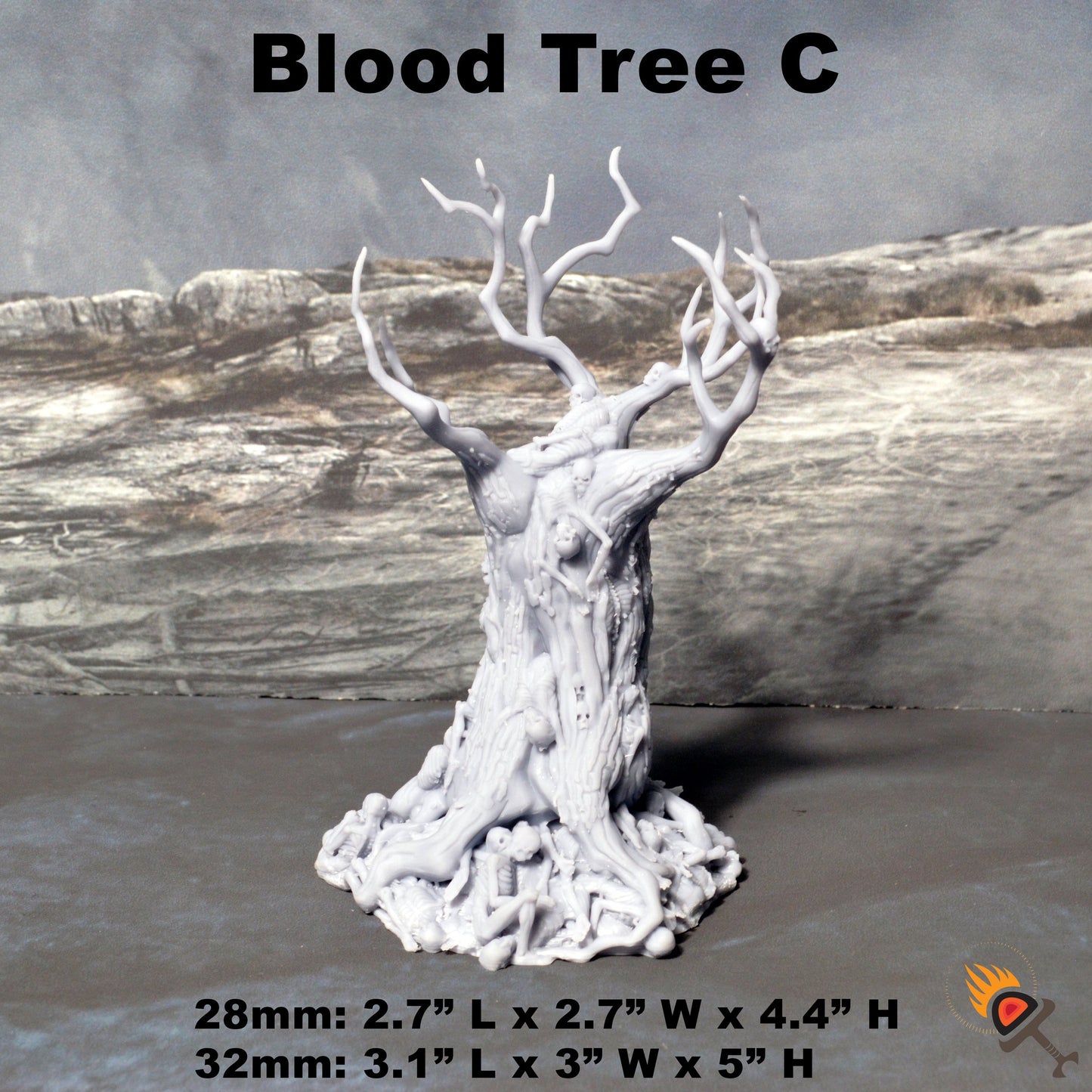 Miniature Blood Trees 28mm 32mm for D&D Terrain, DnD Ravenloft Shadowfell Shadowfey Pathfinder Demons Skeleton Corpses
