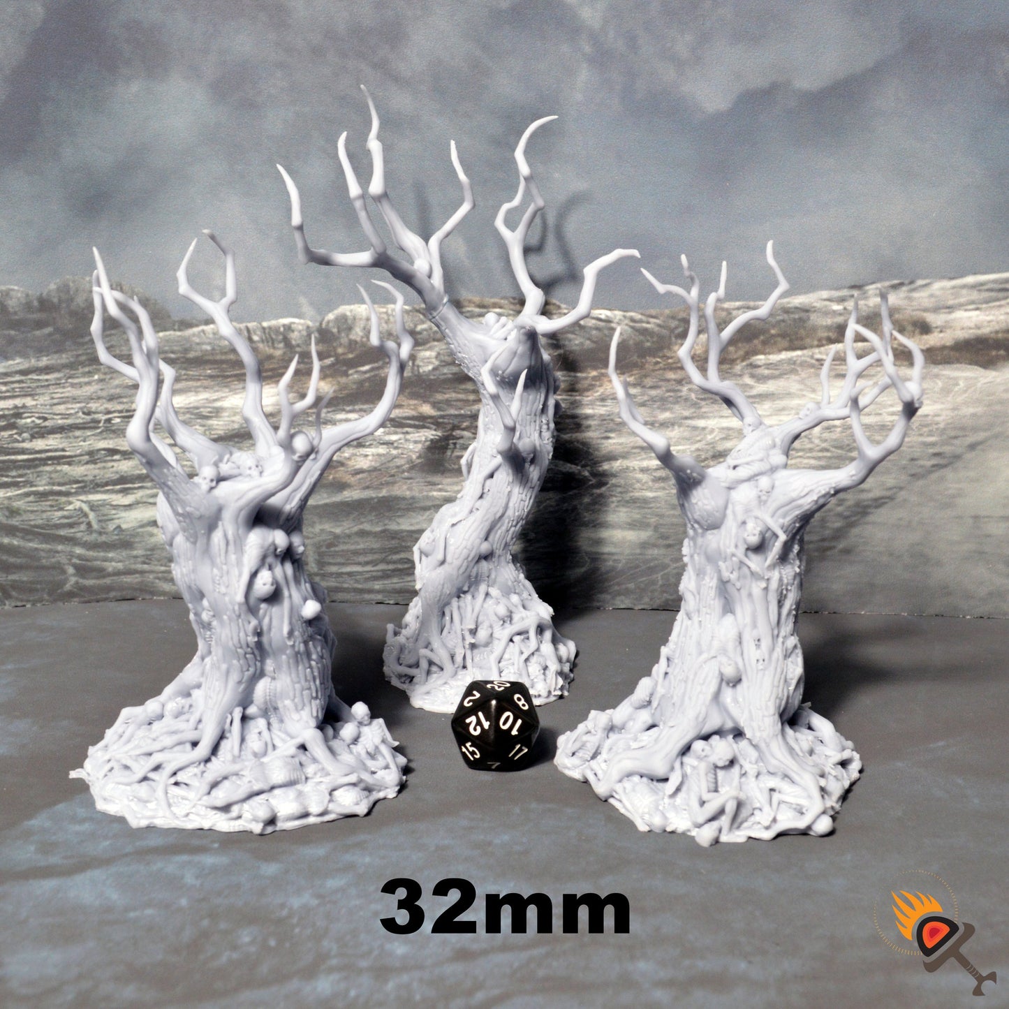 Miniature Blood Trees 28mm 32mm for D&D Terrain, DnD Ravenloft Shadowfell Shadowfey Pathfinder Demons Skeleton Corpses