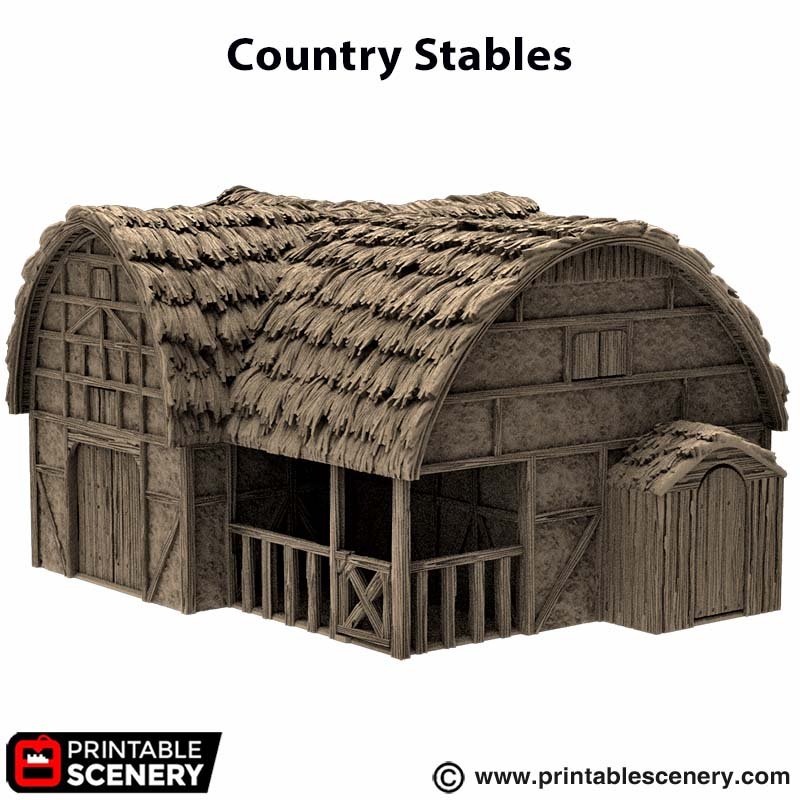 Miniature Country Stables 15mm 28mm 32mm for D&D Terrain, Medieval Wattle and Daub Livestock Building for DnD Pathfinder and Wargames