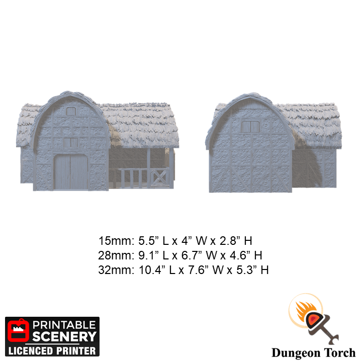 Miniature Country Stables 15mm 28mm 32mm for D&D Terrain, Medieval Wattle and Daub Livestock Building for DnD Pathfinder and Wargames