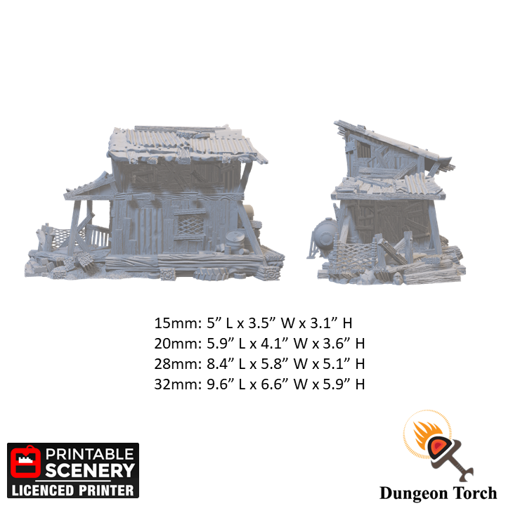Desert Shanty 15mm 20mm 28mm 32mm for Gaslands Terrain, Fallout Urban Post Apocalyptic House Shack, Gift for Tabletop Gamers