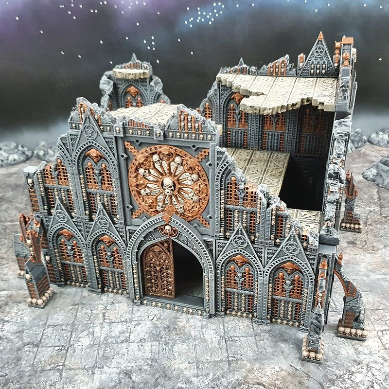 Gothic Building 28mm for Warhammer 40k Terrain, Ruined Demon Ossuary D&D DnD, Modular OpenLOCK Wargame Terrain, Gift for Tabletop Gamers