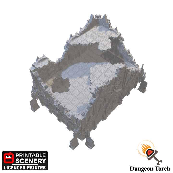 Gothic Building 28mm for Warhammer 40k Terrain, Ruined Demon Ossuary D&D DnD, Modular OpenLOCK Wargame Terrain, Gift for Tabletop Gamers