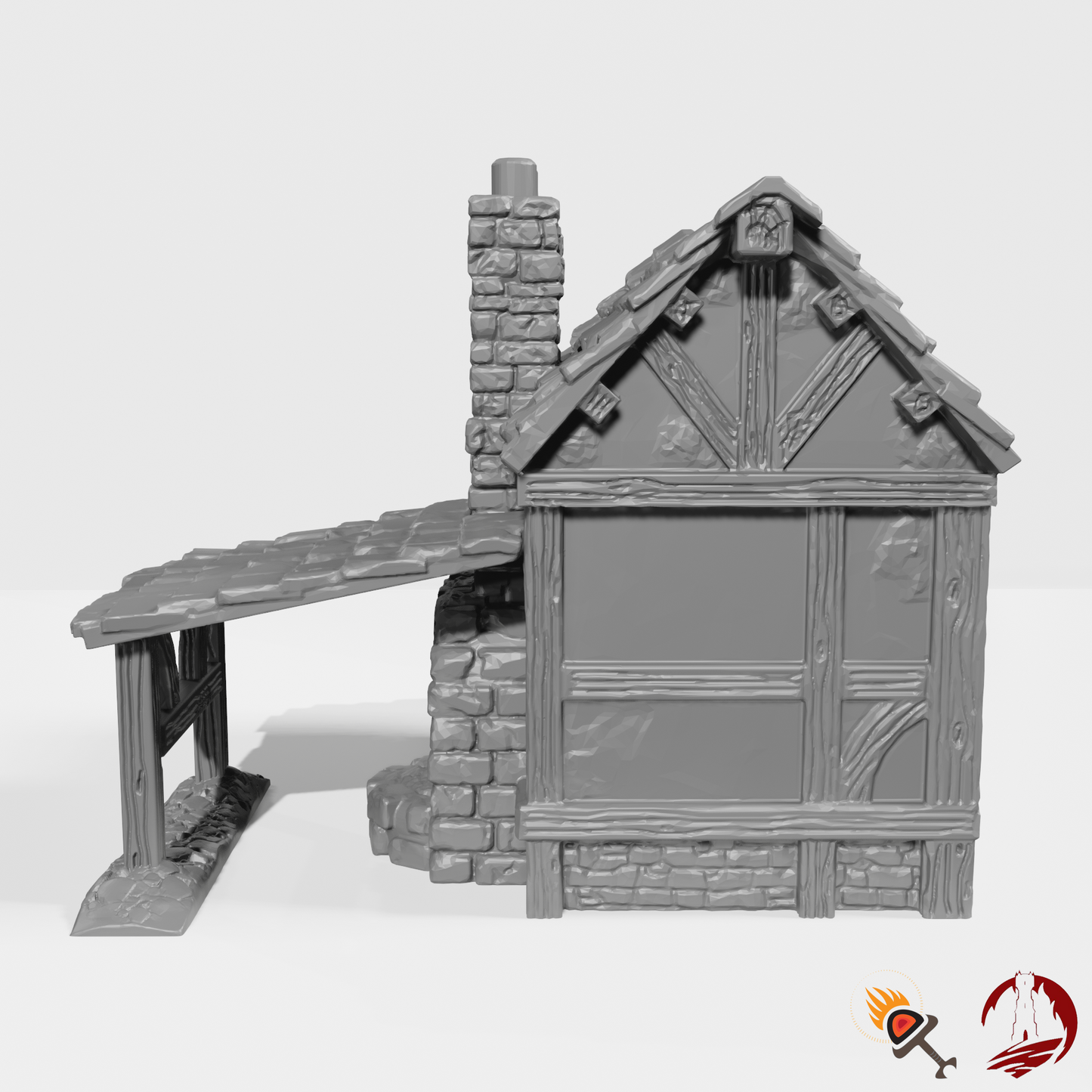Miniature Blacksmith 15mm 28mm 32mm for D&D Terrain, DnD Pathfinder Medieval Smithy House