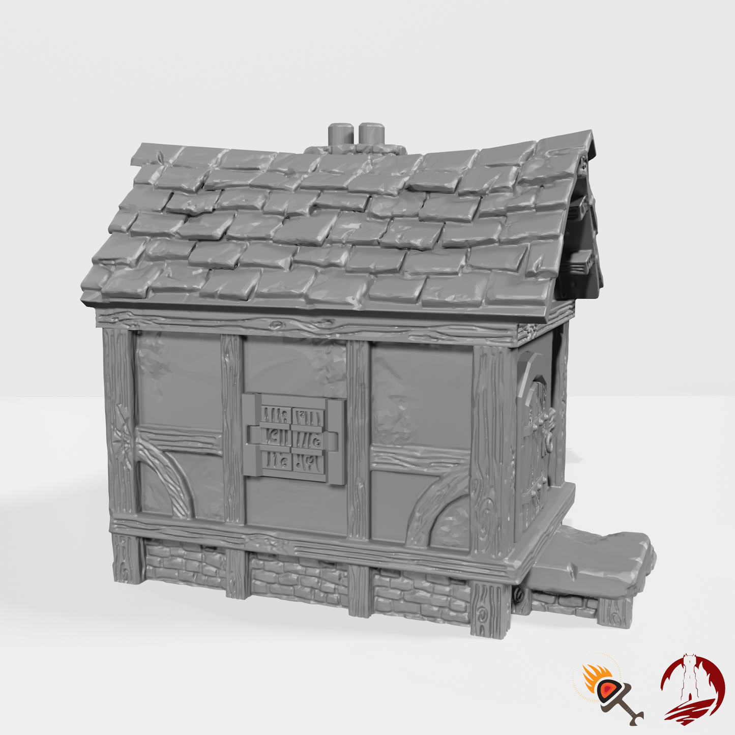 Miniature Blacksmith 15mm 28mm 32mm for D&D Terrain, DnD Pathfinder Medieval Smithy House