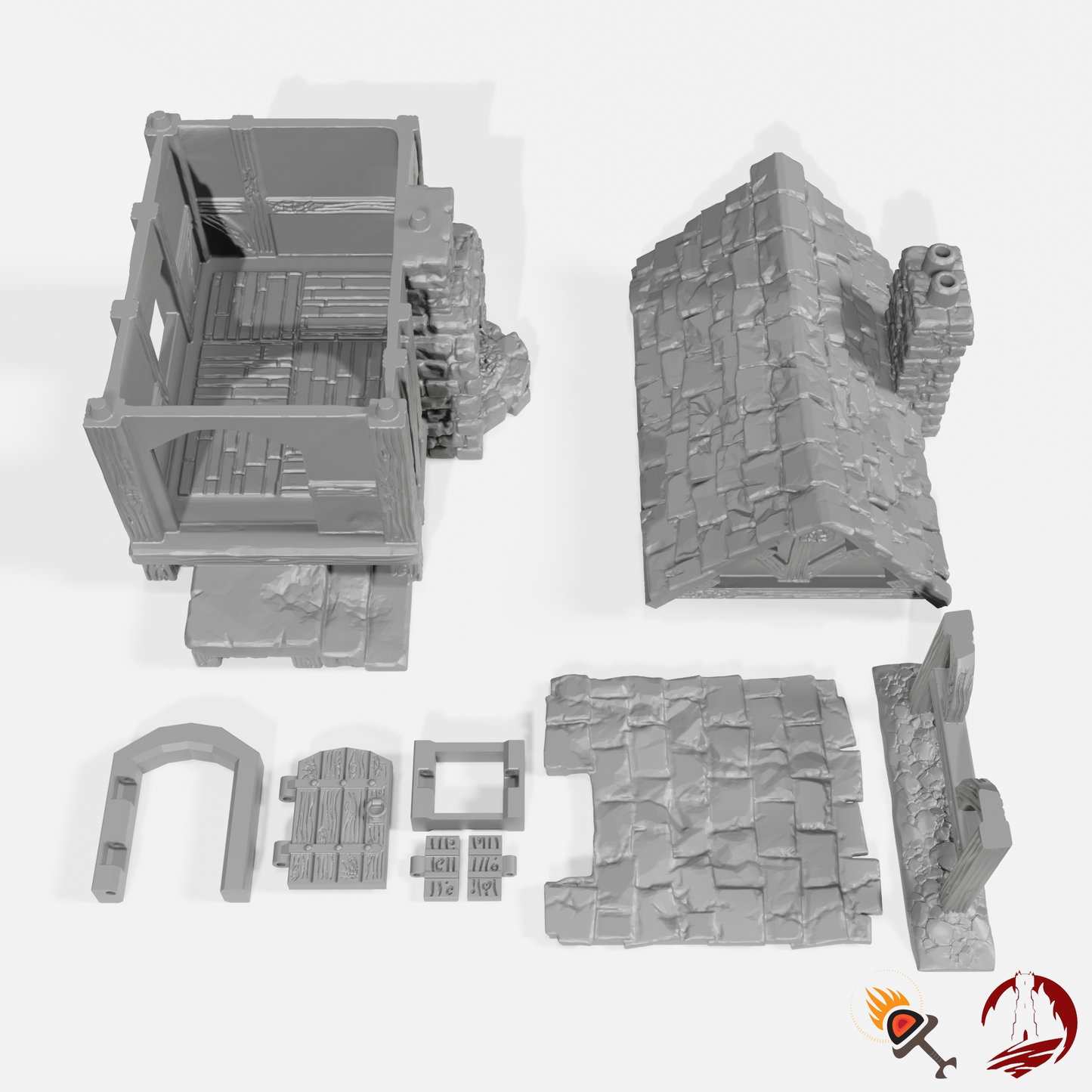 Miniature Blacksmith 15mm 28mm 32mm for D&D Terrain, DnD Pathfinder Medieval Smithy House
