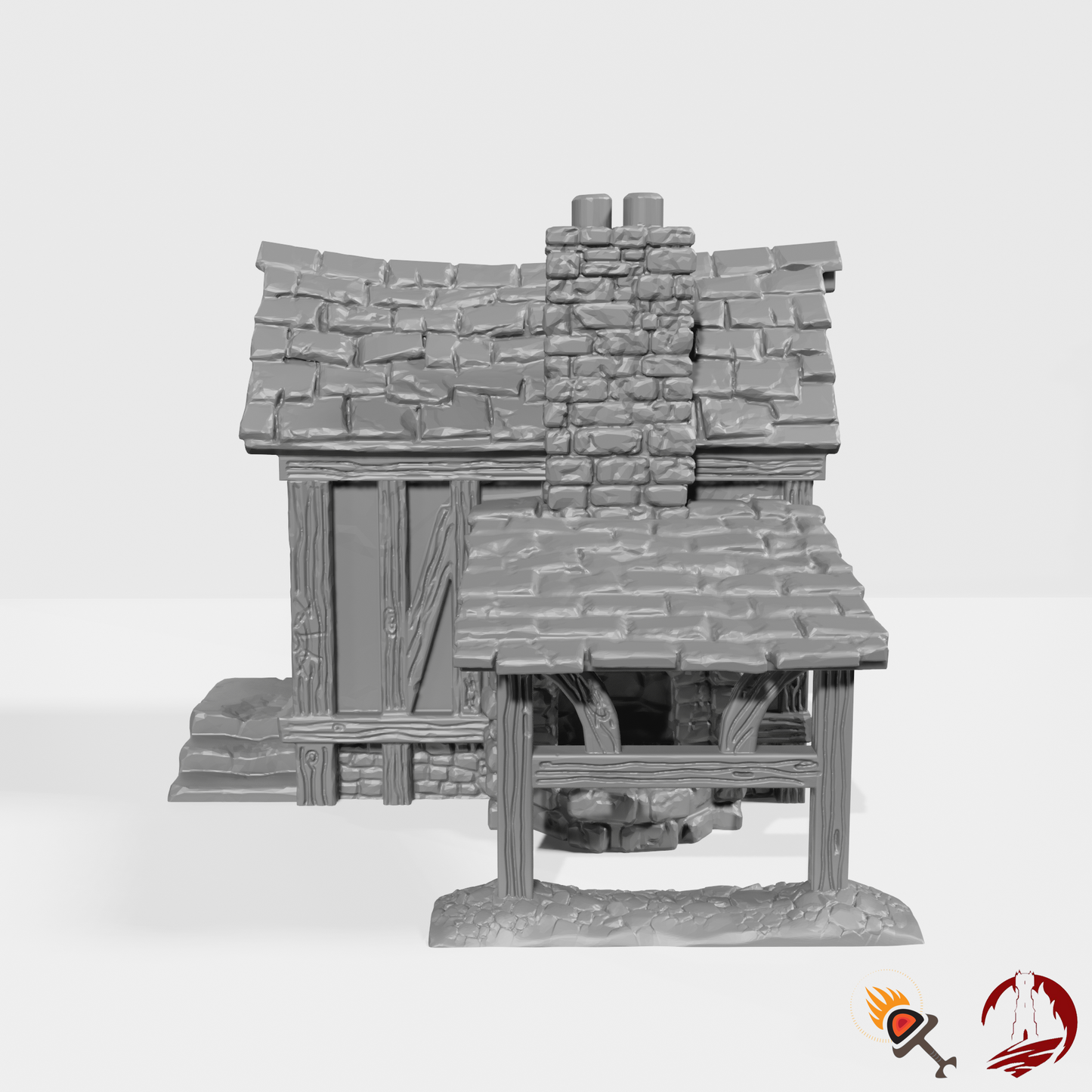Miniature Blacksmith 15mm 28mm 32mm for D&D Terrain, DnD Pathfinder Medieval Smithy House