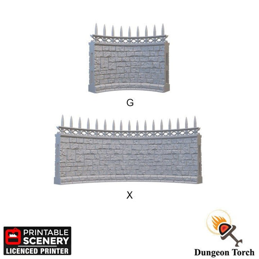 Arcanist's Stone Wall Tiles Curved 28mm for D&D Terrain, Modular OpenLOCK Building Tiles, DnD Medieval Village Stone Wall Tiles