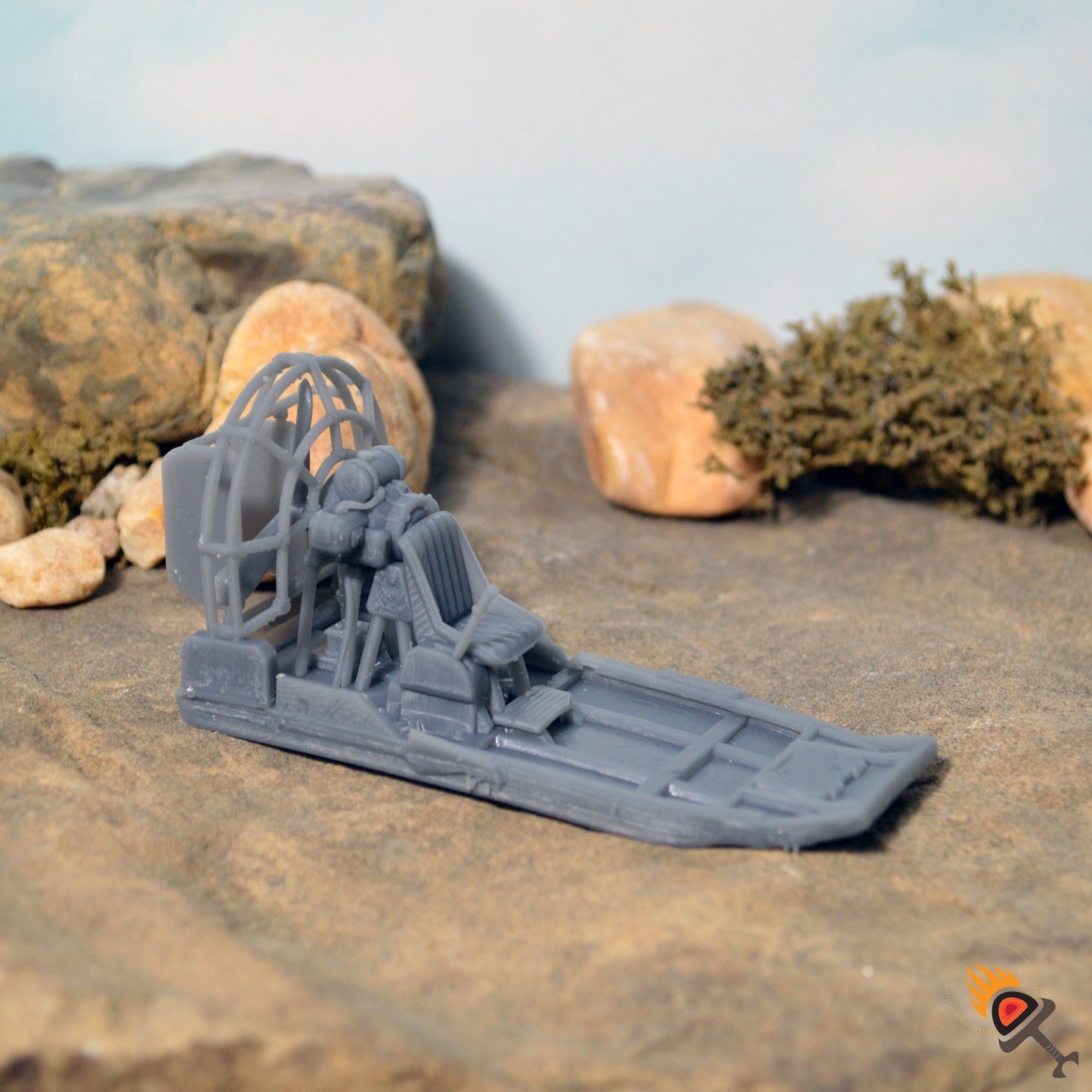 Miniature Airboat for Post-Apocalyptic Urban Terrain 15mm 20mm 28mm 32mm, Fan Boat for Fallout Wasteland, Gaslands, Necromunda Ash Wastes