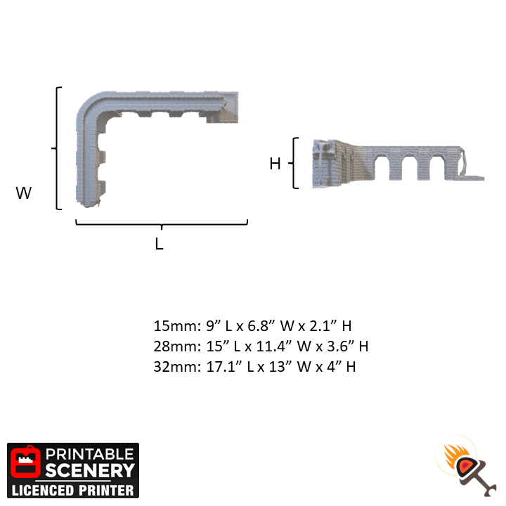 Ancient Aqueduct 15mm 28mm 32mm for D&D Terrain, DnD Sci-Fi Terrain, Warhammer 40k Terrain, New Eden Ruins, Gift for Tabletop Gamers