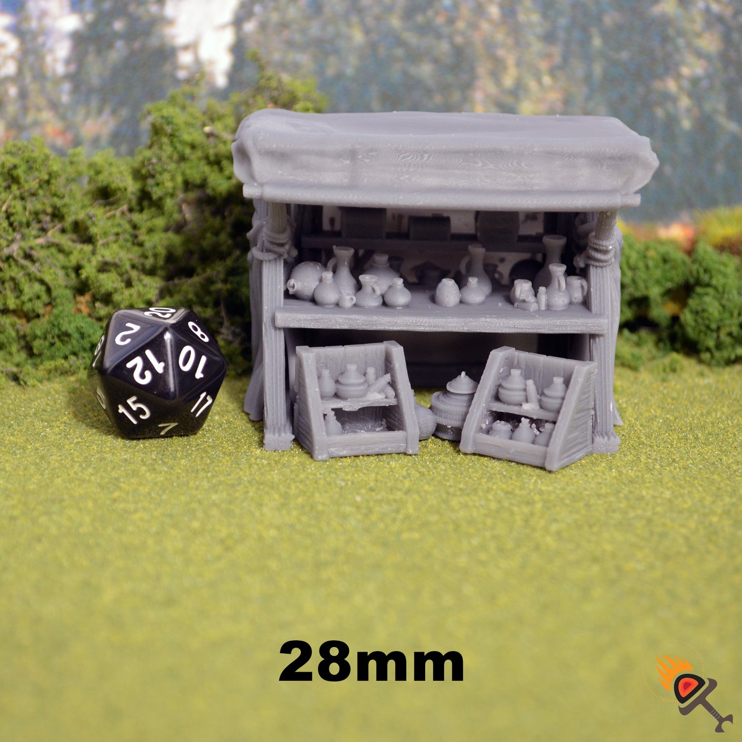 Miniature Apothecary Market Stand 15mm 28mm 32mm for D&D Terrain, Medieval Merchant Stall for DnD Pathfinder, Gift for Tabletop Gamers